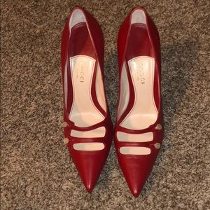 Gucci red leather heels